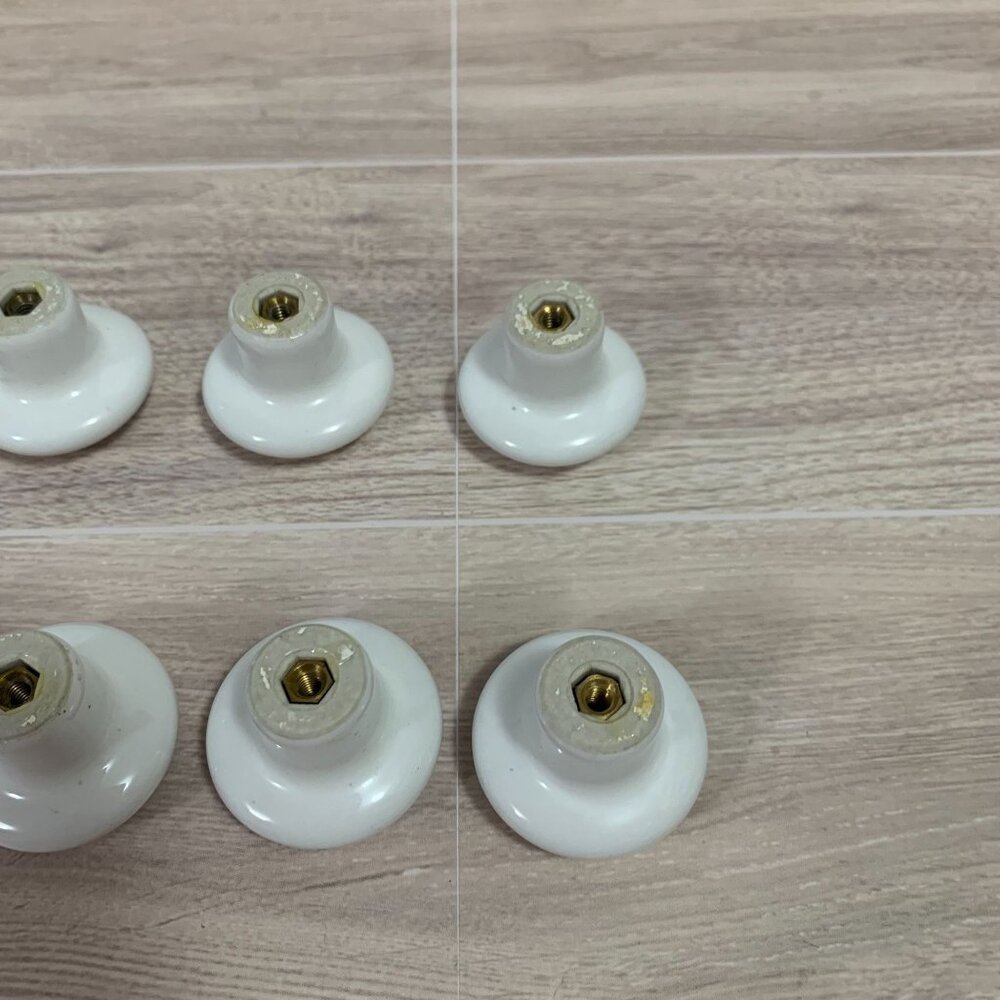 Vintage Porcelain Floral Cabinet drawer Pull Knobs Set of 8 No Screws - Picture 6 of 8